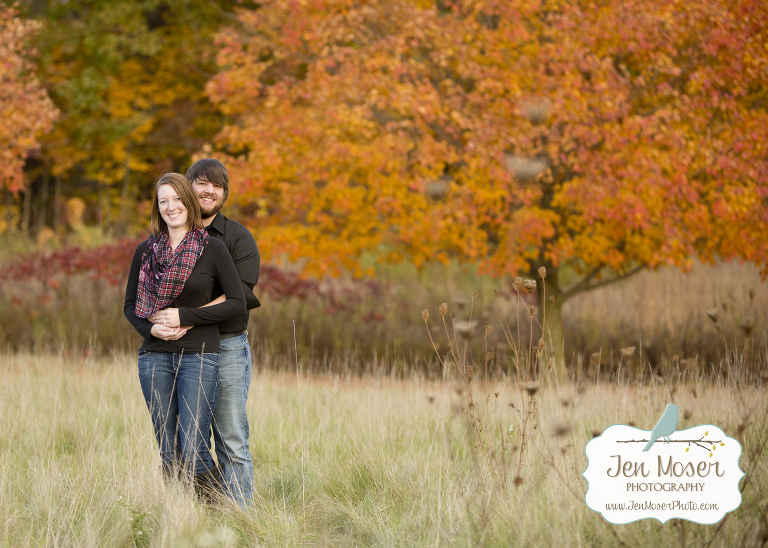 Jen Moser Photography_ Indiana Photographer_ Engagment photography_Metea Park_ Metea Park Fort Wayne, Indiana_Indiana engagement photography_engagement photo shoot in the fall_orange fall tree